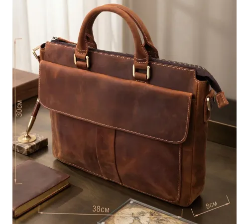 Шкіряний портфель для ноутбука роботи та документів Vintage 14066 Коричневий