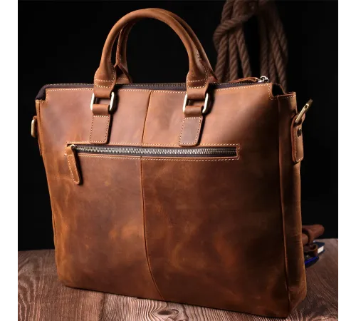 Шкіряний портфель для ноутбука роботи та документів Vintage 14066 Коричневий