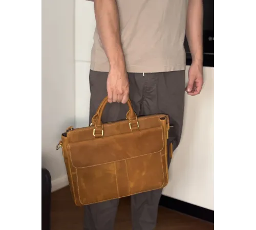 Шкіряний портфель для ноутбука роботи та документів Vintage 14066 Коричневий