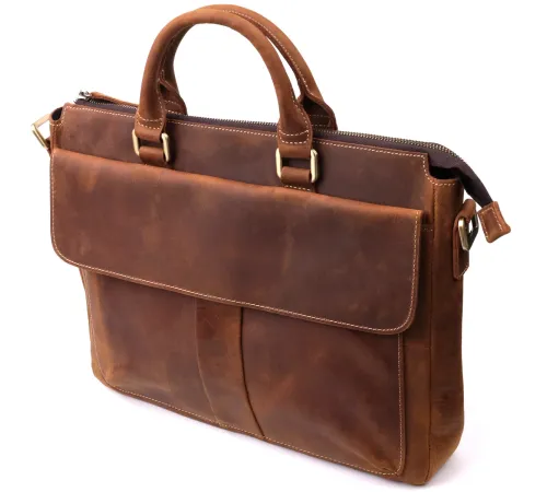 Шкіряний портфель для ноутбука роботи та документів Vintage 14066 Коричневий