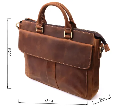 Шкіряний портфель для ноутбука роботи та документів Vintage 14066 Коричневий