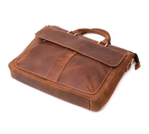 Шкіряний портфель для ноутбука роботи та документів Vintage 14066 Коричневий