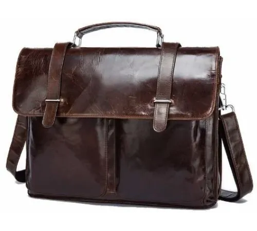 Портфель з гладкої шкіри Vintage 14866 Коричневий