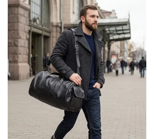 Сумка дорожня Grande Pelle 11048 шкіряна Чорна