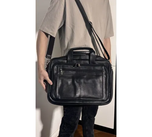 Сумка чоловіча Vintage 14398 для ноутбука 17 дюймів Чорна