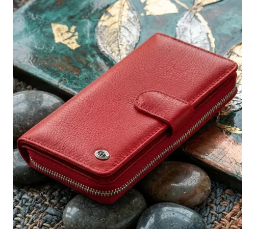 Жіночий шкіряний гаманець для карток та купюр ST Leather 19306 Червоний