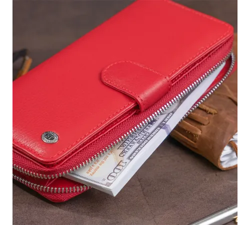 Жіночий шкіряний гаманець для карток та купюр ST Leather 19306 Червоний