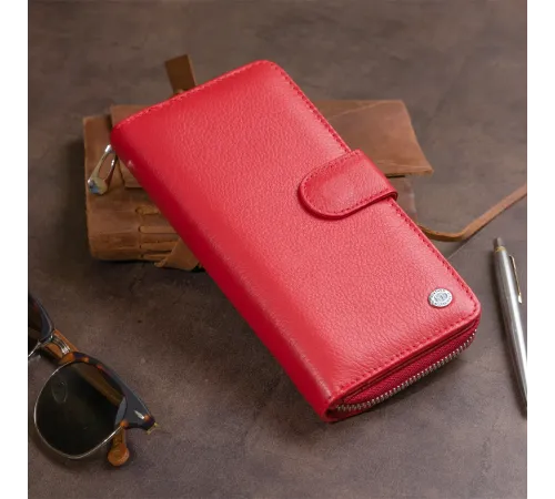 Жіночий шкіряний гаманець для карток та купюр ST Leather 19306 Червоний
