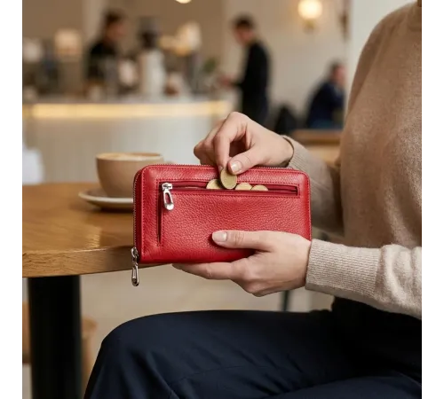 Жіночий шкіряний гаманець для карток та купюр ST Leather 19306 Червоний