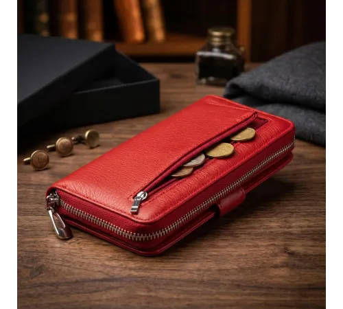 Жіночий шкіряний гаманець для карток та купюр ST Leather 19306 Червоний