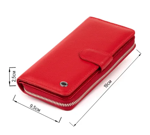 Жіночий шкіряний гаманець для карток та купюр ST Leather 19306 Червоний