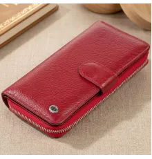 Вертикальний місткий гаманець зі шкіри жіночий ST Leather 19307 Бордовий