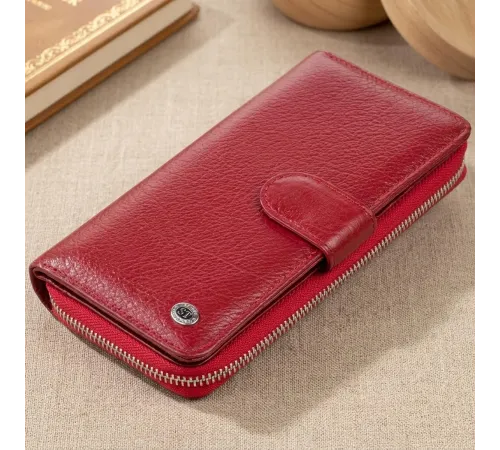 Вертикальний місткий гаманець зі шкіри жіночий ST Leather 19307 Бордовий