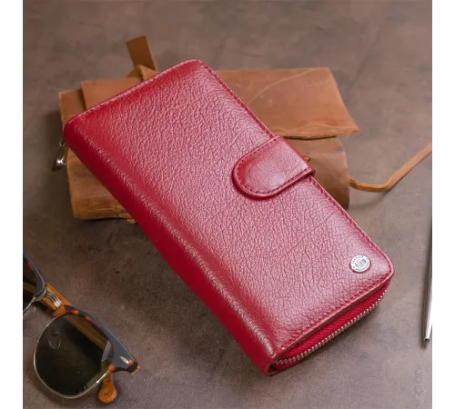 Вертикальний місткий гаманець зі шкіри жіночий ST Leather 19307 Бордовий