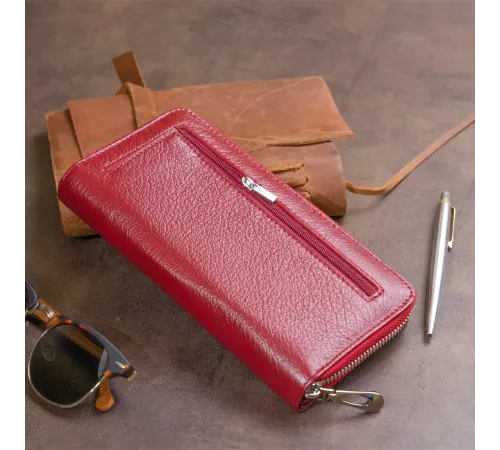 Вертикальний місткий гаманець зі шкіри жіночий ST Leather 19307 Бордовий