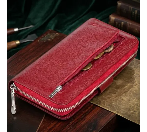 Вертикальний місткий гаманець зі шкіри жіночий ST Leather 19307 Бордовий