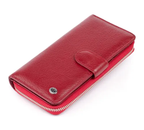 Вертикальний місткий гаманець зі шкіри жіночий ST Leather 19307 Бордовий