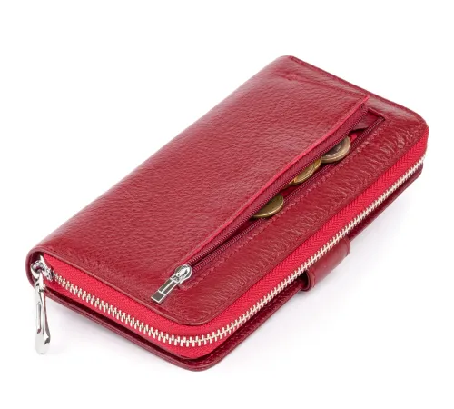 Вертикальний місткий гаманець зі шкіри жіночий ST Leather 19307 Бордовий