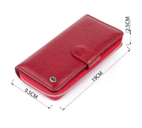 Вертикальний місткий гаманець зі шкіри жіночий ST Leather 19307 Бордовий