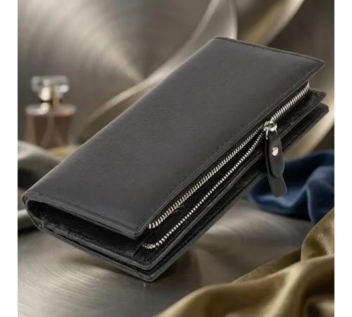 Вертикальний гаманець шкіряний жіночий ST Leather 19274 Чорний