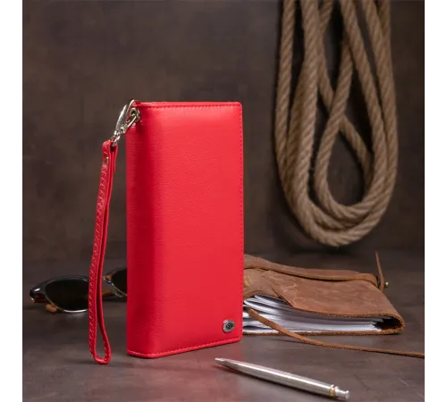 Вертикальний гаманець шкіряний жіночий ST Leather 19275 Червоний