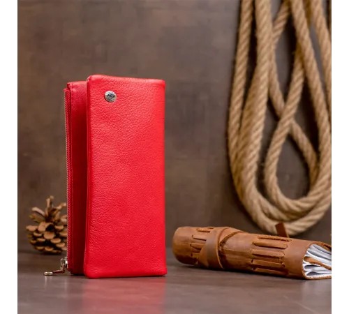 Вертикальний гаманець на кнопці жіночий ST Leather 19202 Червоний