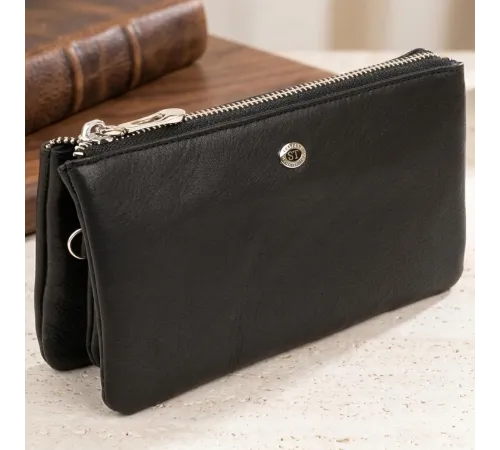 Місткий клатч на два відділення жіночий ST Leather 19246 Чорний