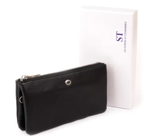 Місткий клатч на два відділення жіночий ST Leather 19246 Чорний