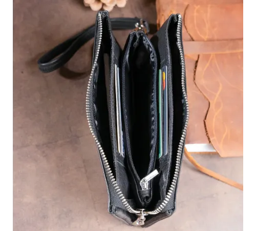Місткий клатч на два відділення жіночий ST Leather 19246 Чорний
