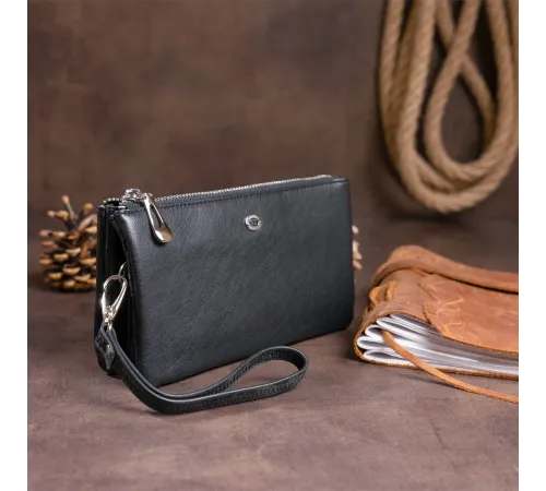 Місткий клатч на два відділення жіночий ST Leather 19246 Чорний