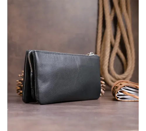 Місткий клатч на два відділення жіночий ST Leather 19246 Чорний