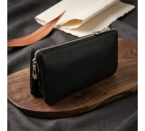 Місткий клатч на два відділення жіночий ST Leather 19246 Чорний