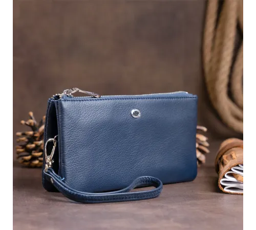 Місткий клатч на два відділення жіночий ST Leather 19248 Синій