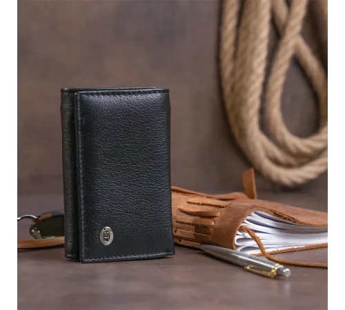 Горизонтальне портмоне зі шкіри унісекс на магніті ST Leather 19331 Чорне