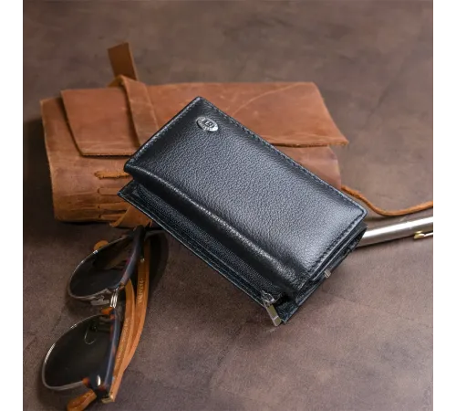 Горизонтальне портмоне зі шкіри унісекс на магніті ST Leather 19331 Чорне