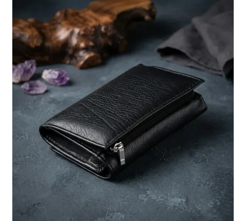 Горизонтальне портмоне зі шкіри унісекс на магніті ST Leather 19331 Чорне