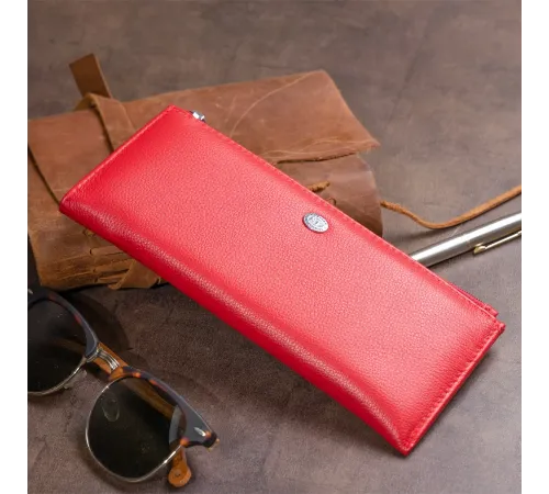 Горизонтальний тонкий гаманець зі шкіри жіночий ST Leather 19330 Червоний
