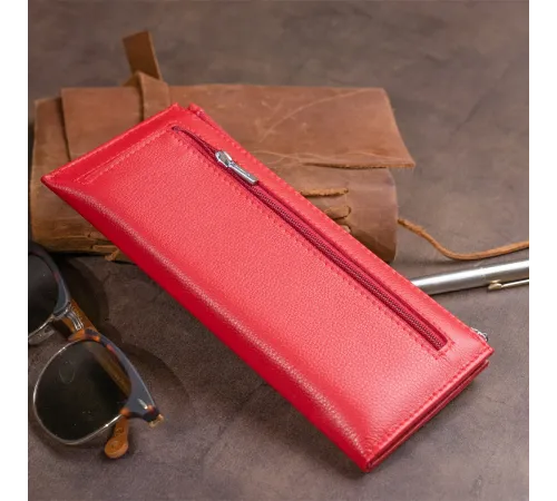 Горизонтальний тонкий гаманець зі шкіри жіночий ST Leather 19330 Червоний