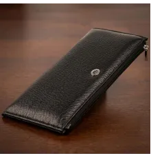 Горизонтальний тонкий гаманець зі шкіри унісекс ST Leather 19324 Чорний