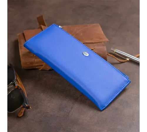 Горизонтальний тонкий гаманець зі шкіри унісекс ST Leather 19329 Синій