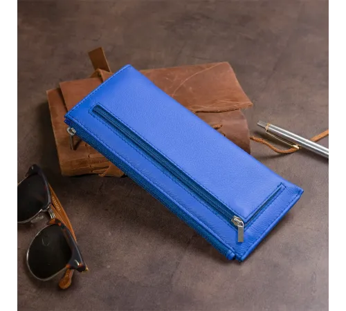 Горизонтальний тонкий гаманець зі шкіри унісекс ST Leather 19329 Синій