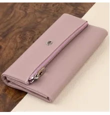 Клатч конверт з кишенею для мобільного шкіряний жіночий ST Leather 19269 Ліловий