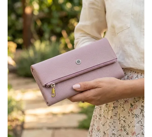 Клатч конверт з кишенею для мобільного шкіряний жіночий ST Leather 19269 Ліловий