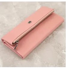 Клатч конверт з кишенею для мобільного шкіряний жіночий ST Leather 19271 Рожевий