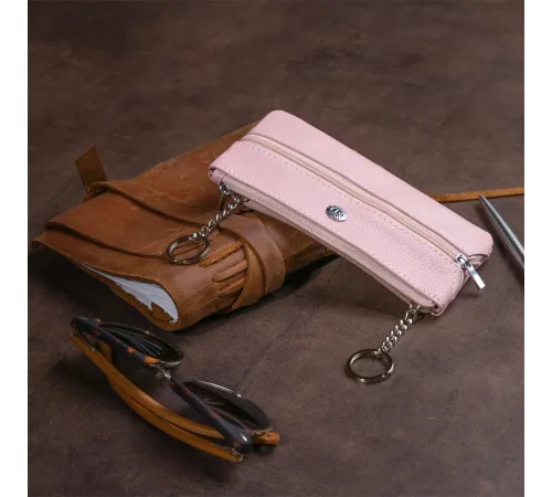 Ключниця-гаманець з кишенею жіноча ST Leather 19353 Рожева