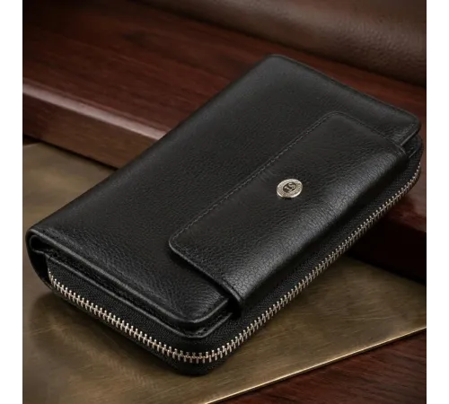Гаманець зі шкіри на клямці ST Leather 19339 Чорний