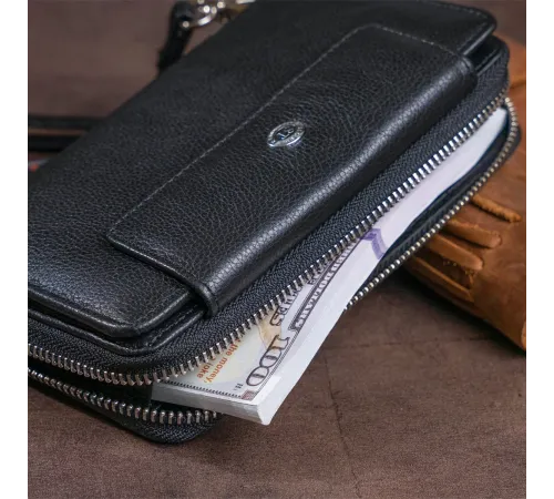Гаманець зі шкіри на клямці ST Leather 19339 Чорний