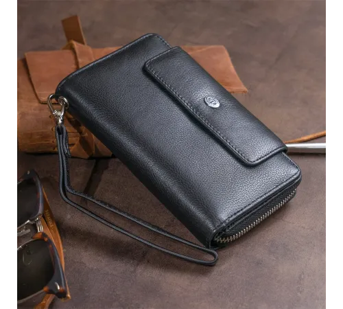 Гаманець зі шкіри на клямці ST Leather 19339 Чорний