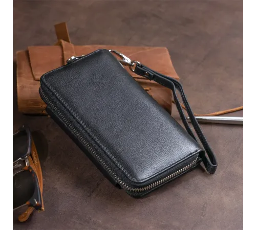 Гаманець зі шкіри на клямці ST Leather 19339 Чорний