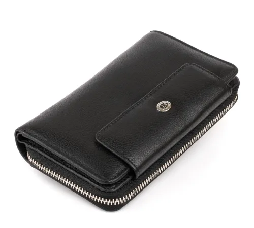 Гаманець зі шкіри на клямці ST Leather 19339 Чорний